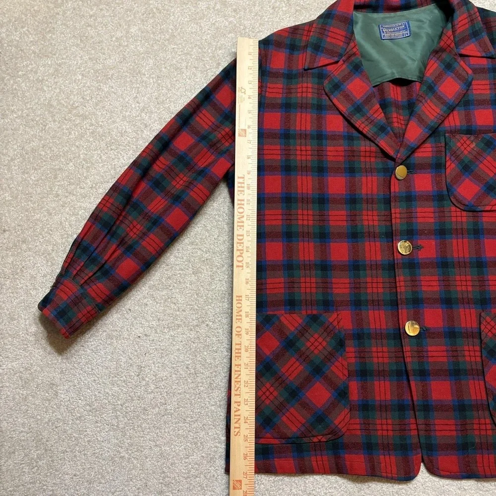 Vtg Pendleton Blazer Jacket Mens Large Red Plaid Wool Hunting Sport Coat 50s 60s